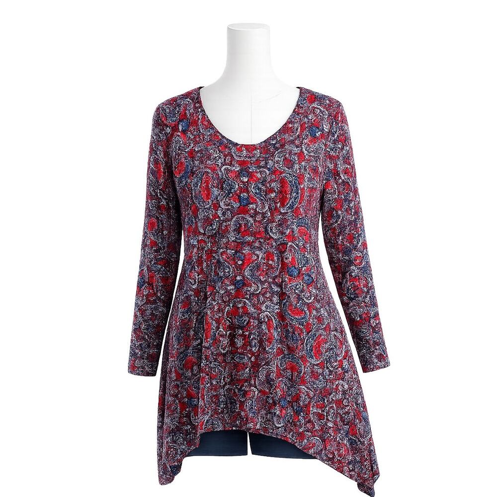J. Jill Red Paisley Asymmetrical Hem Tunic – Size M